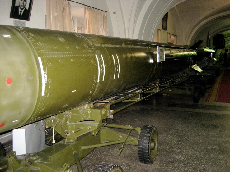 the front of a military vehicle that is on display