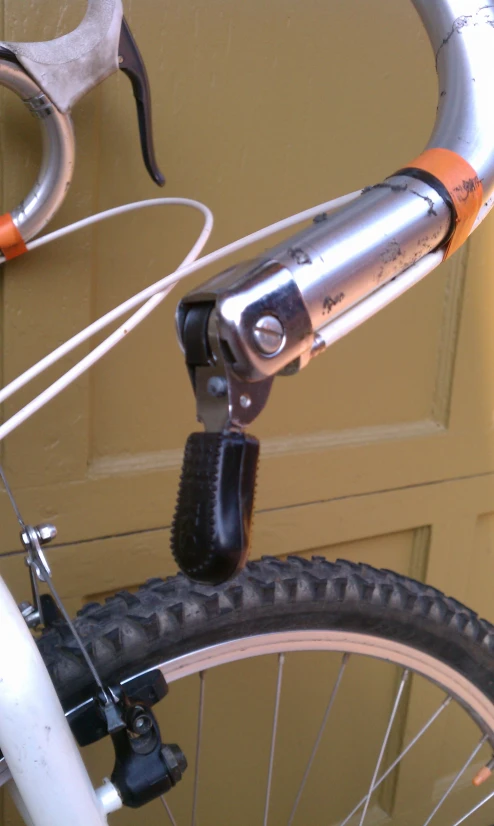 the lever on a bicycle has a hose connected to it
