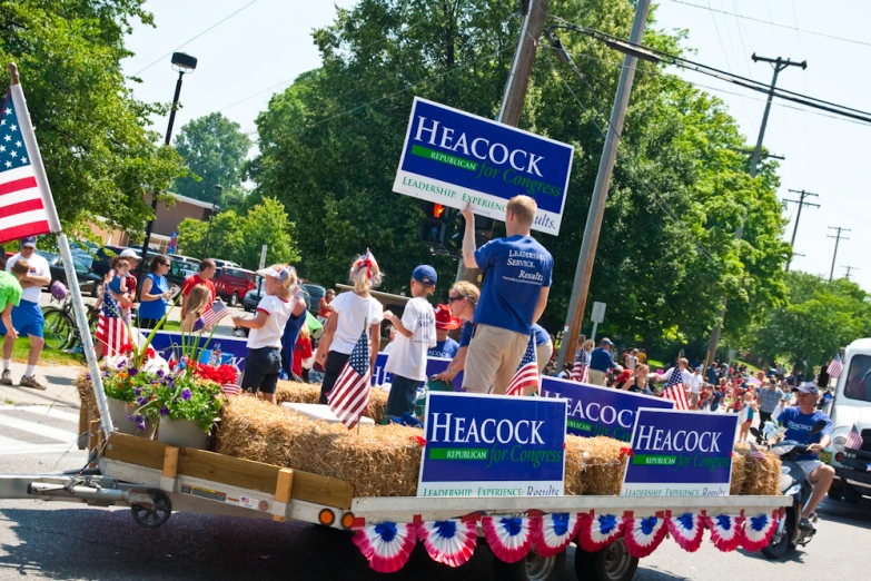 a man is standing on top of a float