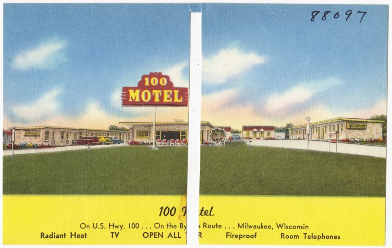 a vintage view of a motel and a el
