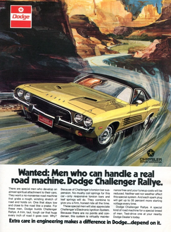 an ad for the dodge challenger gtr