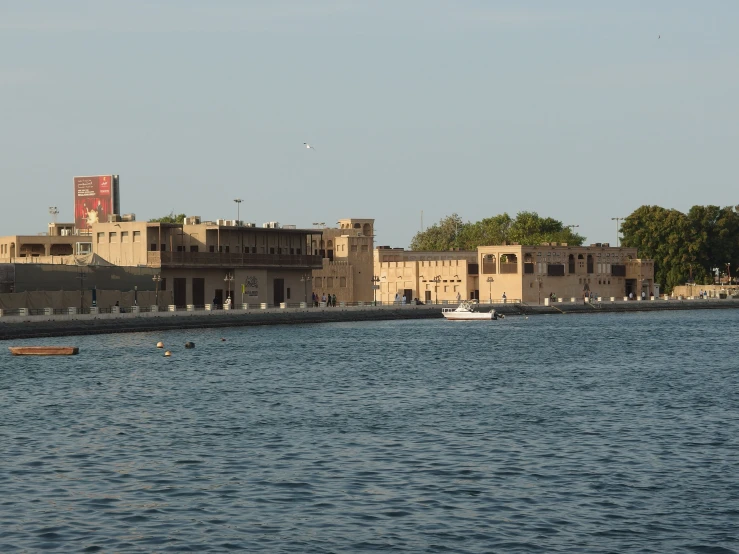 a body of water sitting between two buildings