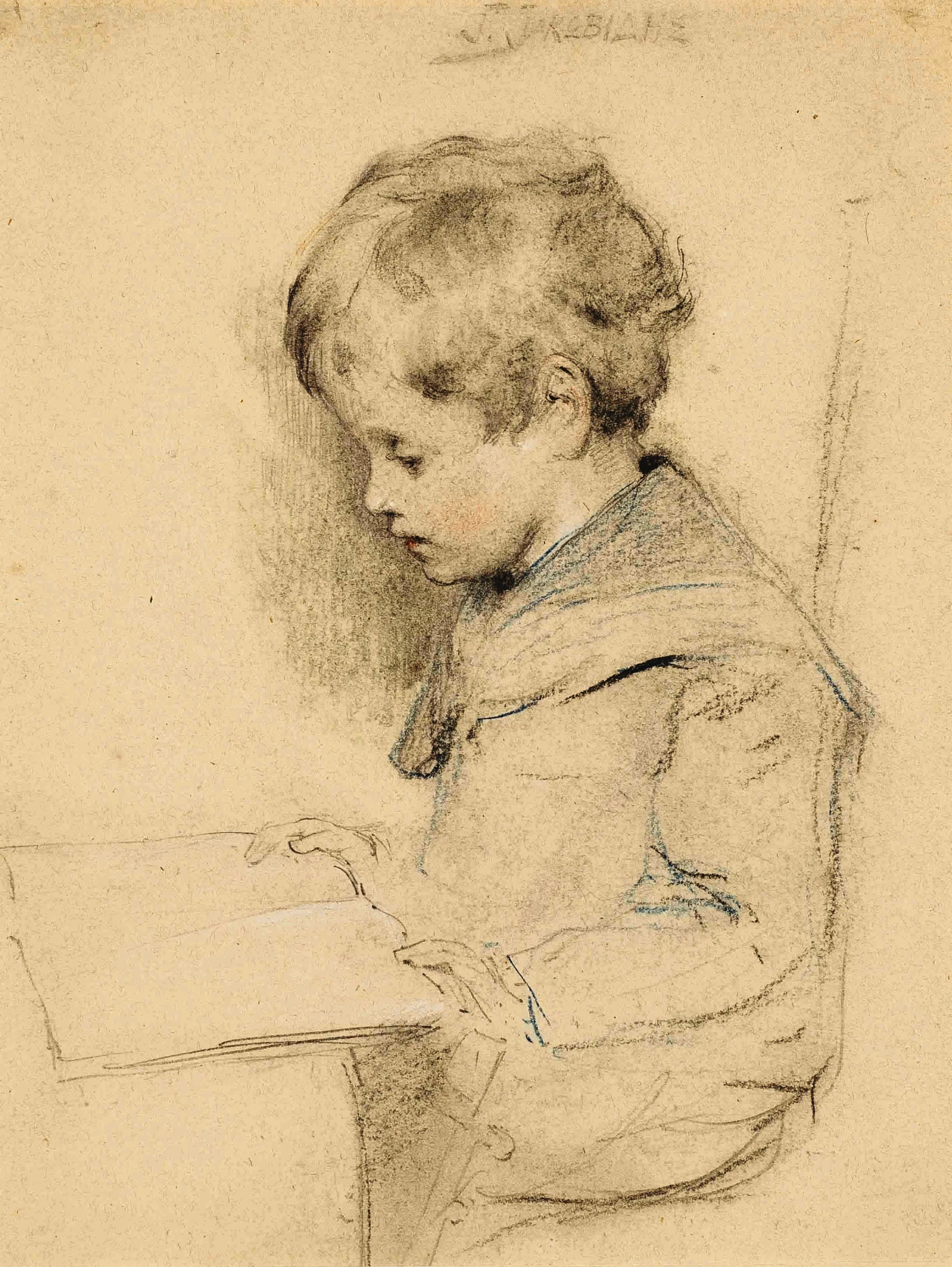 an artistic drawing of a small boy