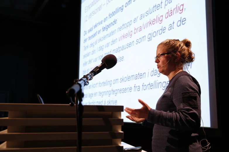 a person stands in front of a microphone and speaks