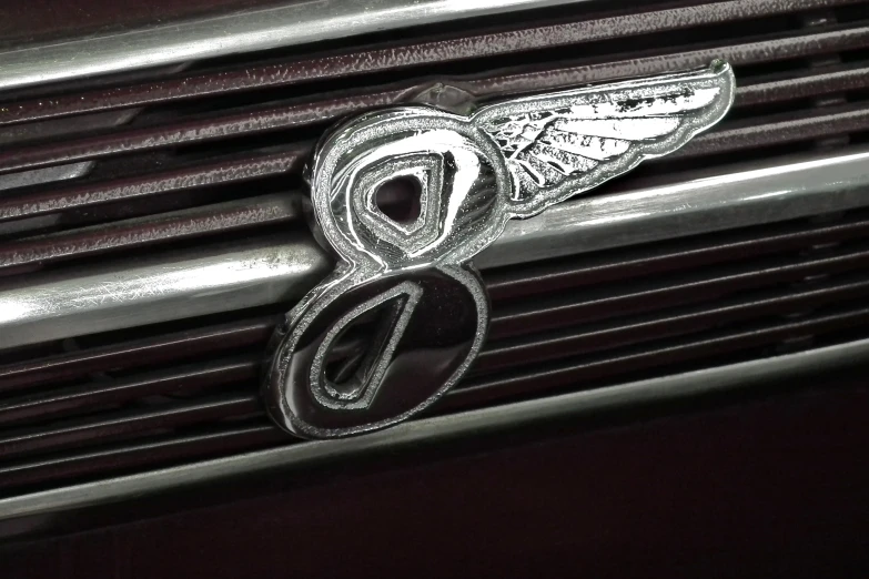 a close - up of a badge on the front grille of a vehicle