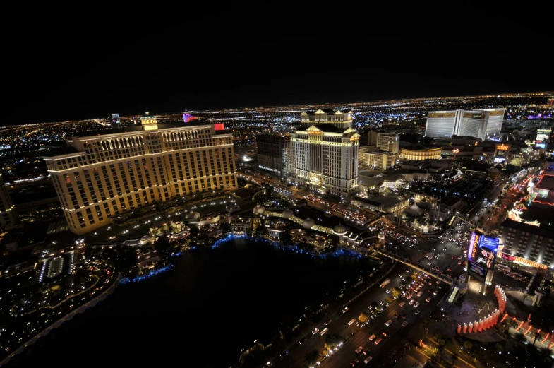 view of las vegas from the sky at night