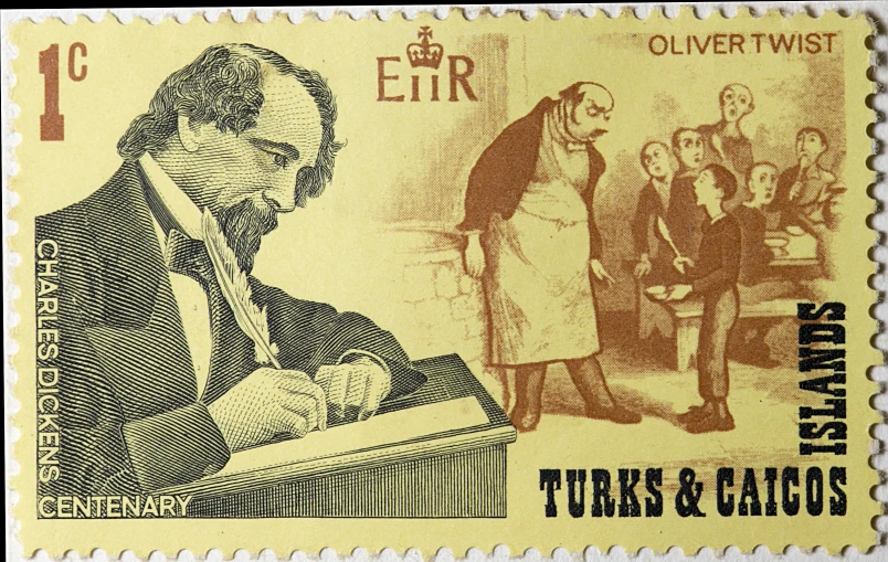 a stamp with an image of a man at a podium