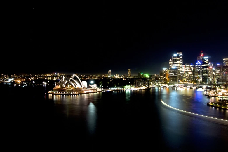 view of sydney harbour at night from australia's upper deck