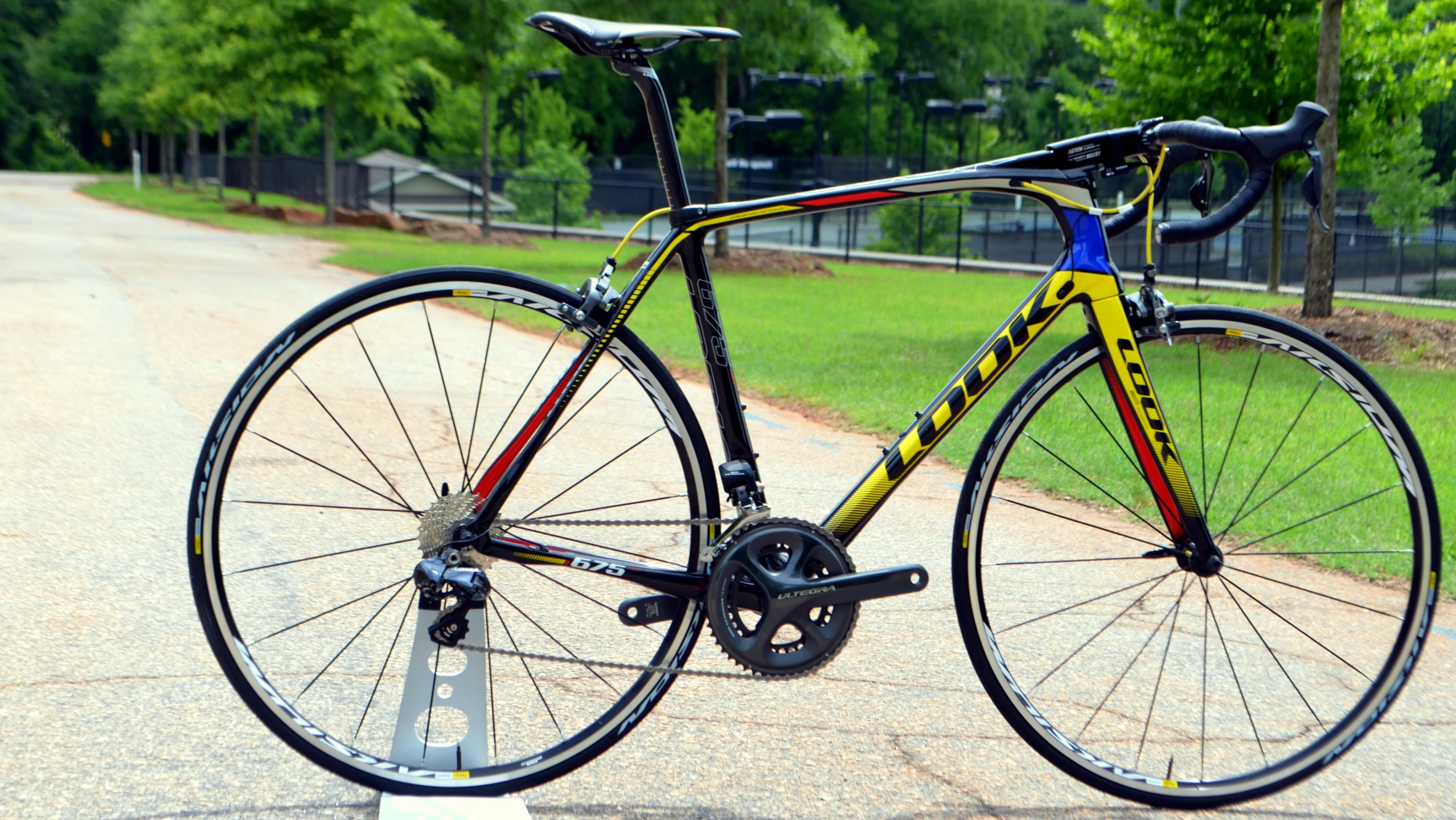 a bike that is sitting in the street