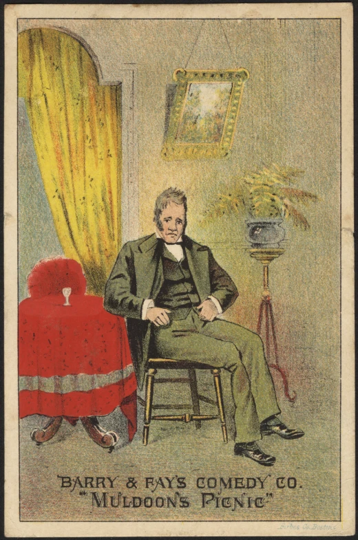 a old fashion picture of a man sitting in a chair