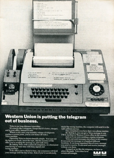 an ad for a western union computer and keyboard
