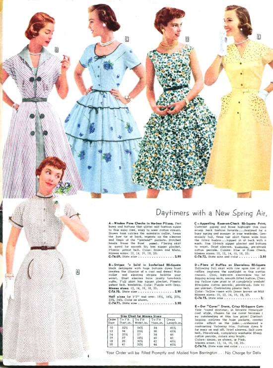 an article from the 1960s fashion catalog featuring dresses