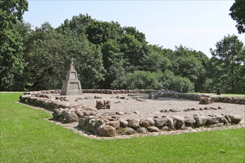 there is a square shaped sand and rock park