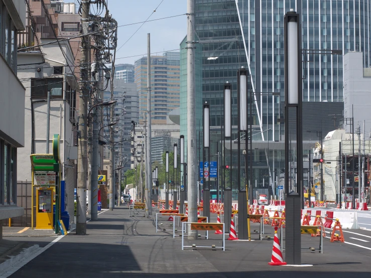 there are signs and buildings next to each other on the street