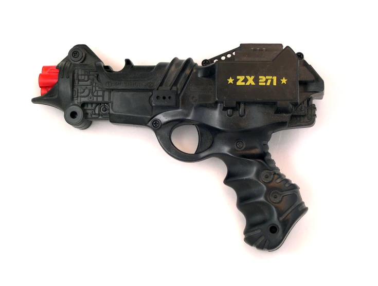 this black plastic model of an action gun has been made into a toy