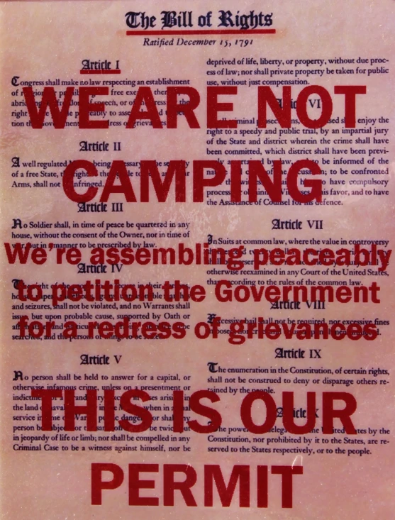 a sign warning of camps in the bill of rights