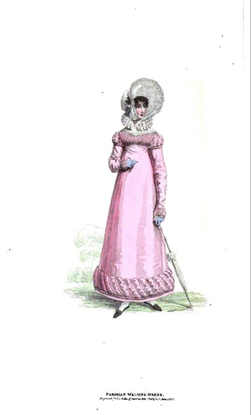 a picture of a lady in a pink dress