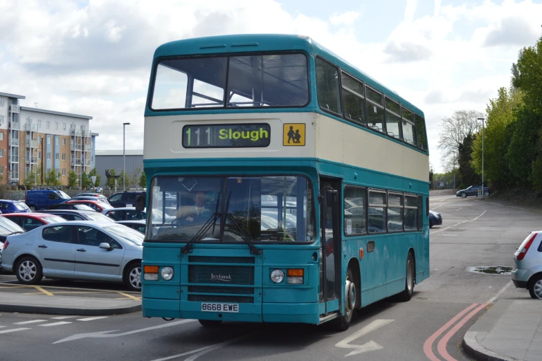 a double decker bus that is sitting in the street