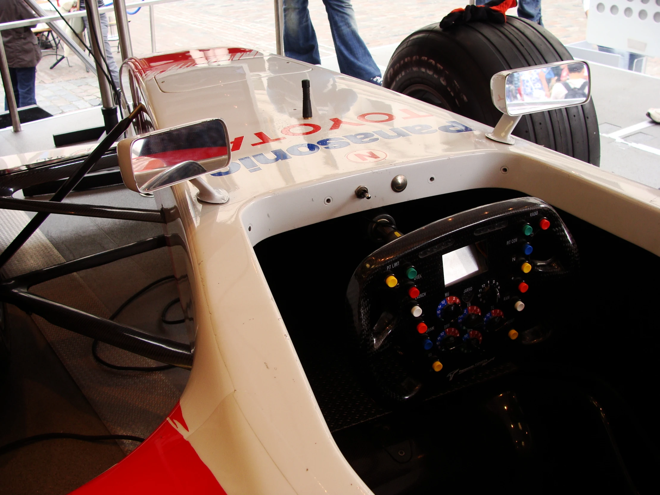 inside of an open cockpit car with the cockpit section showing