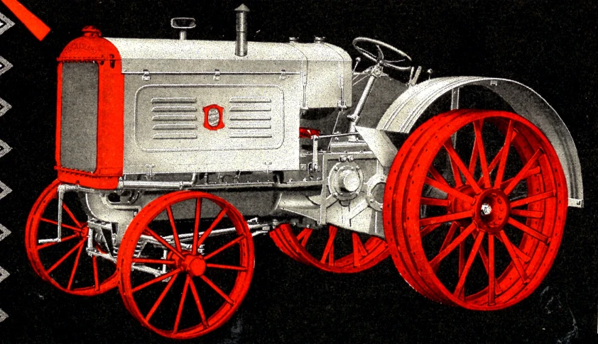 a drawing of an old fashioned truck with red wheels
