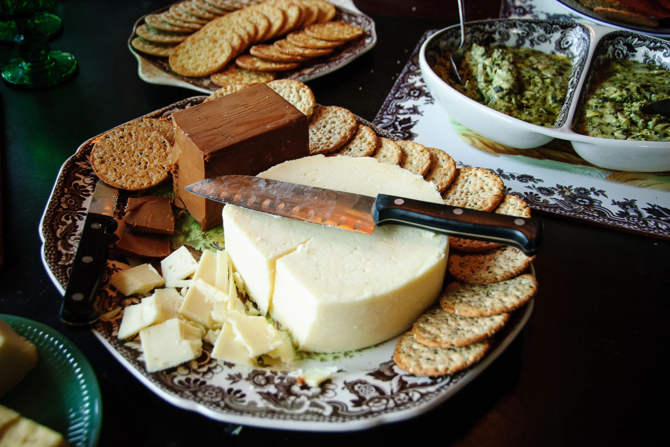 a cheese platter full of ers and cheese