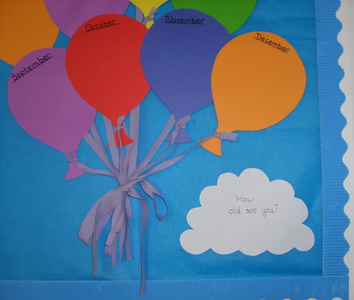 this birthday card features balloons, which are tied together