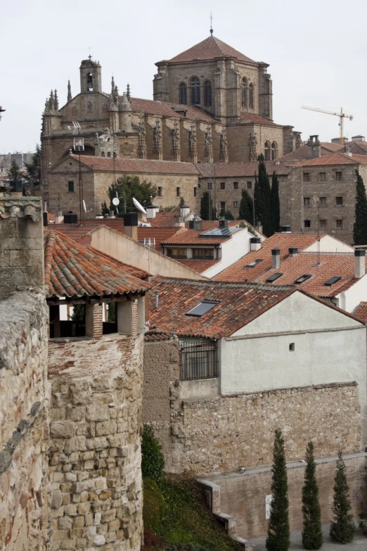 a po taken from a wall, looking at some buildings