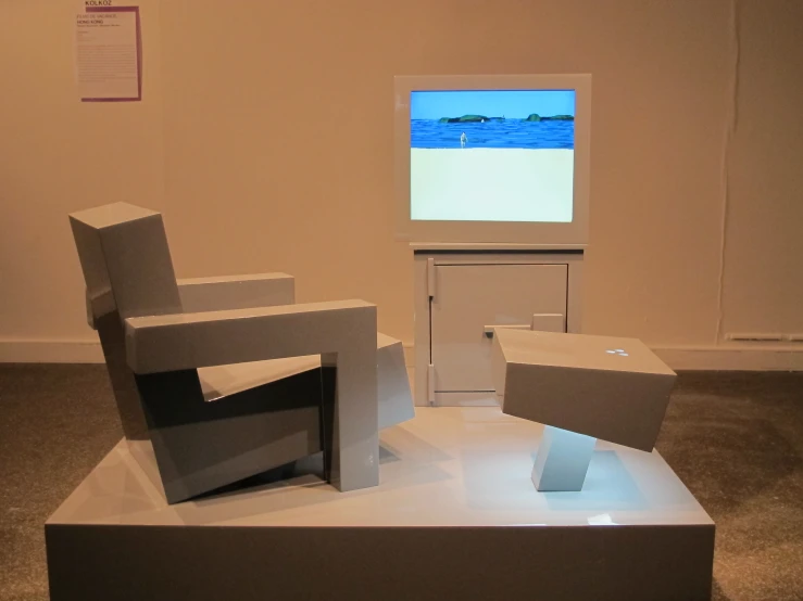 a display at an art exhibition of modern architecture