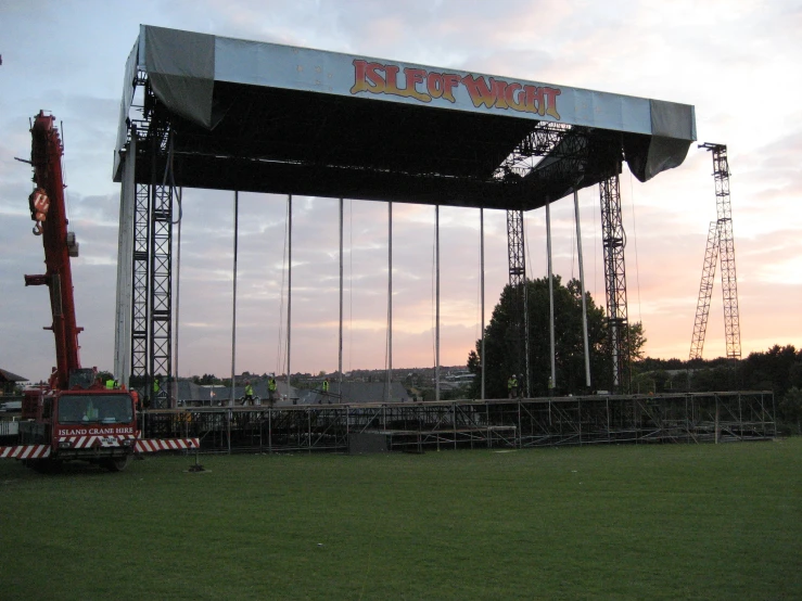 a stage setting with a large screen