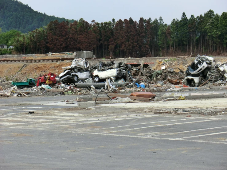 this is an image of a lot full of debris