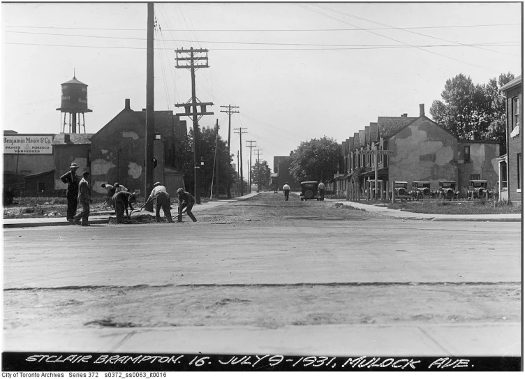 the street is empty and the buildings are visible