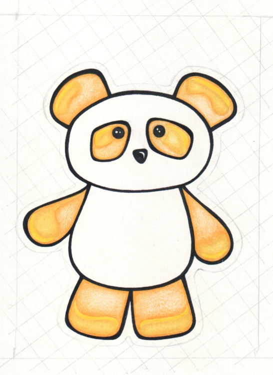 a drawing of a teddy bear in white and brown