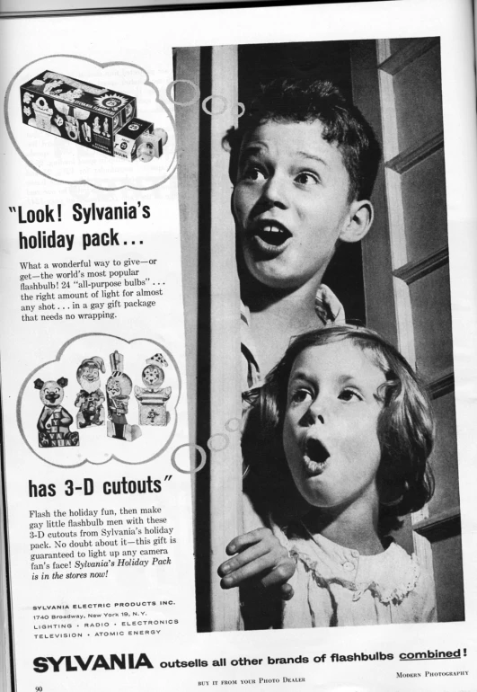 a magazine advertit featuring children blowing bubbles while looking at the camera