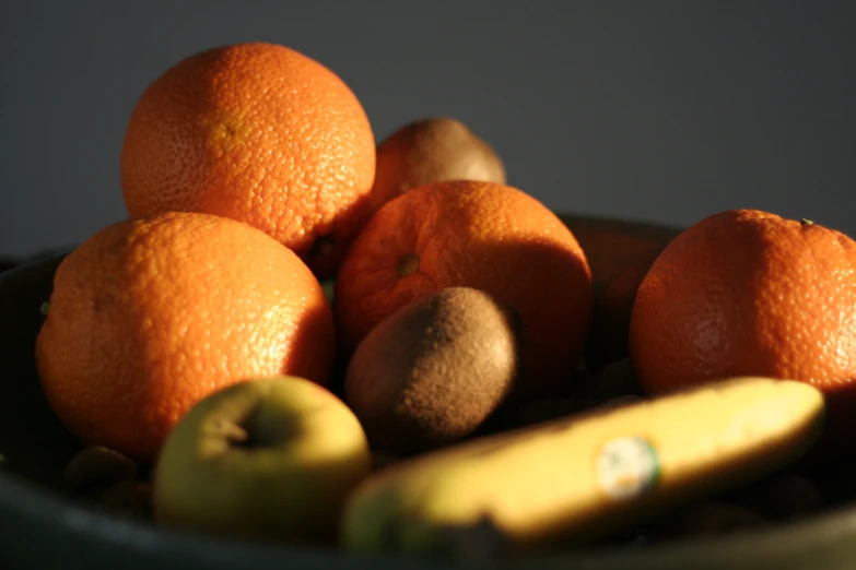 this is some oranges and bananas in a bowl