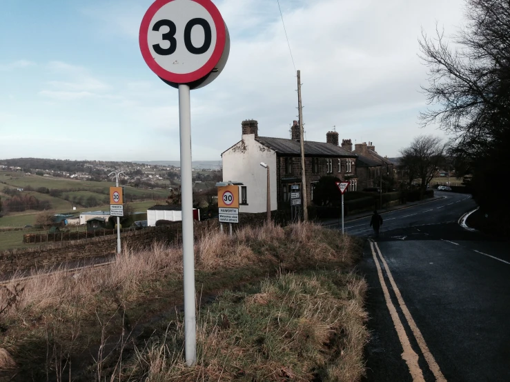 a street sign sitting on the side of a road