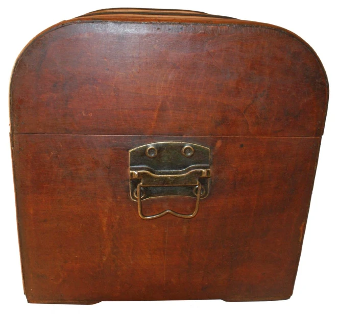 a brown leather case with a handle