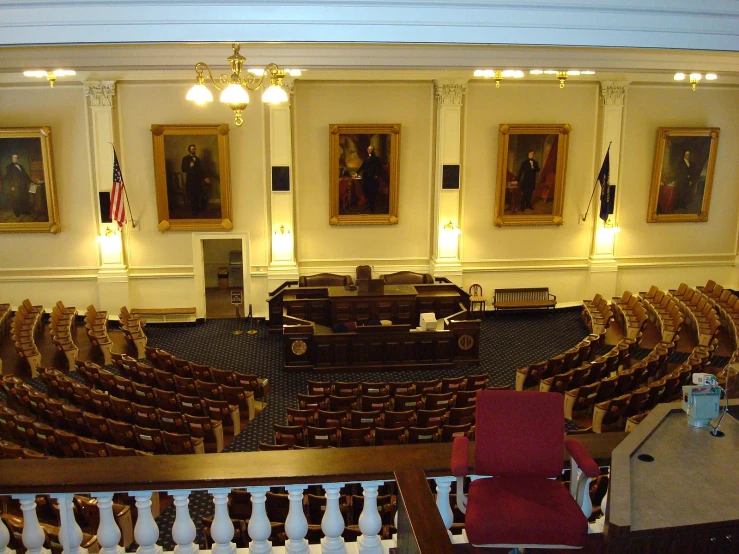 a po taken from the second level of a conference room