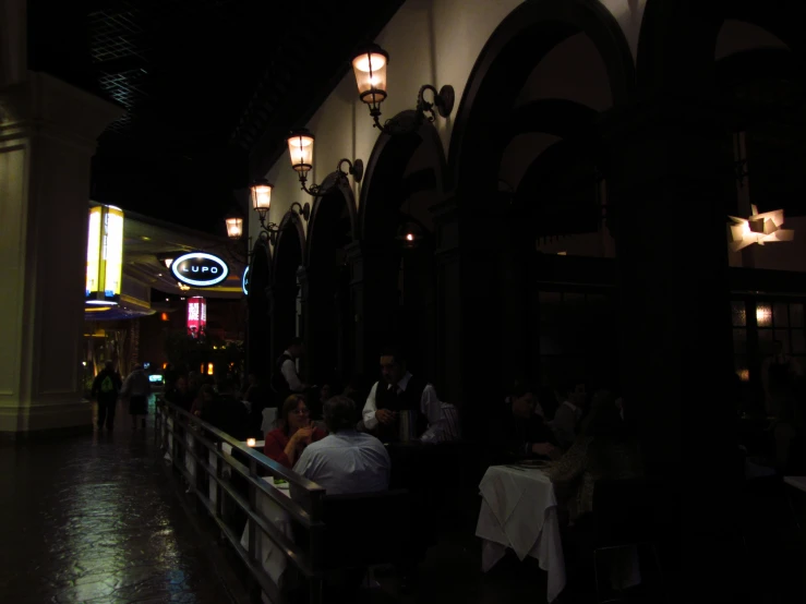 an empty restaurant that appears to be crowded with diners