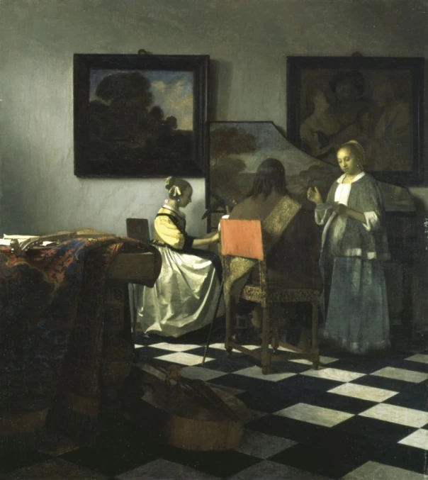 an old woman is painting in the room