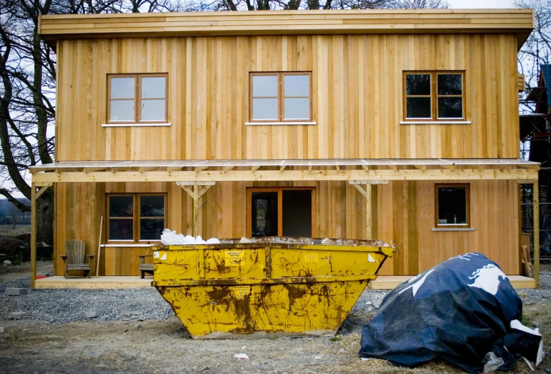 the house being constructed with the wooden sidings still