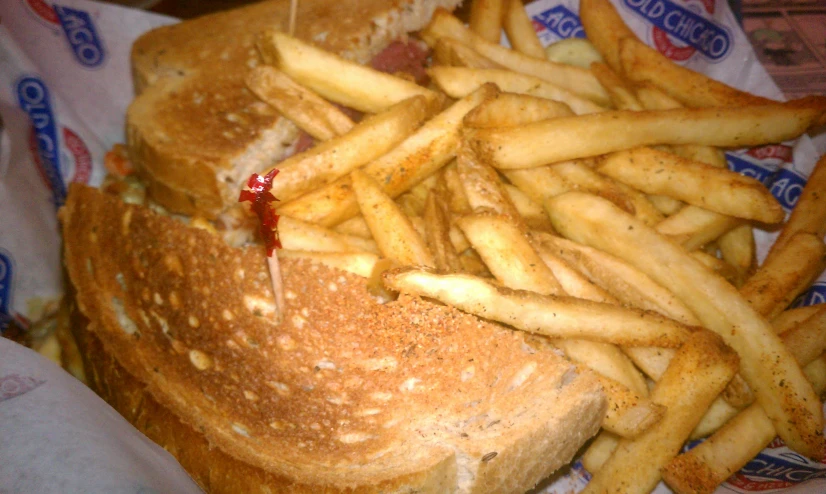 this sandwich has a lot of french fries