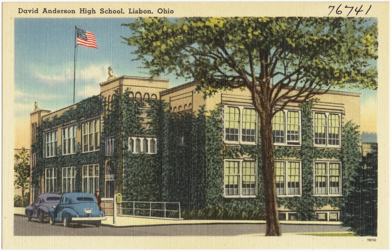 the building is tall and has ivy covered windows