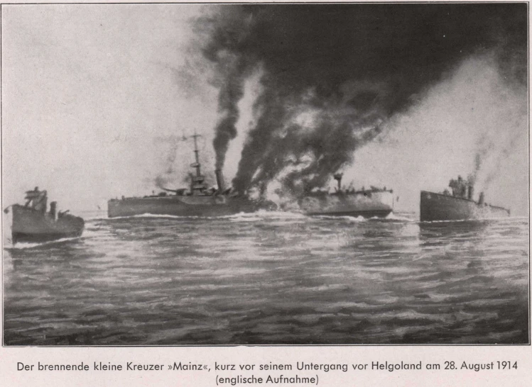 two large ships being attacked by a battleship