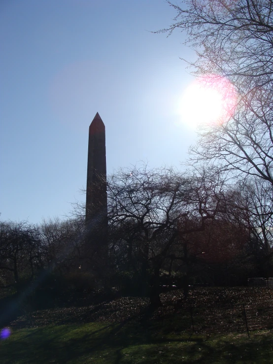 a view of a clock tower in the distance