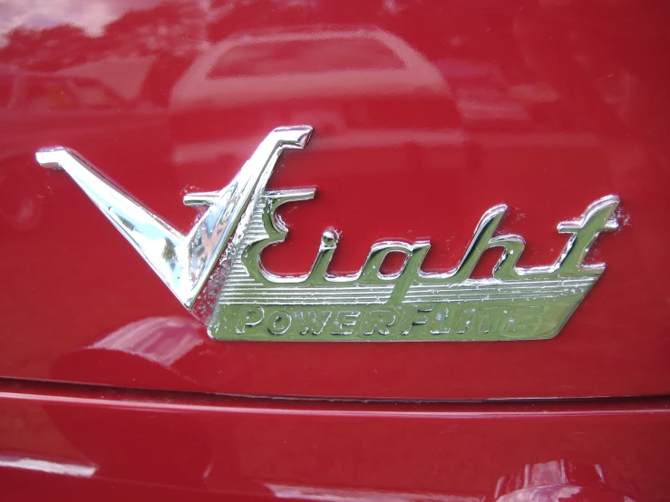 close up on the name and emblem of a classic car
