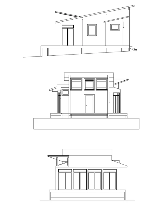 two story house plans with different levels and sections