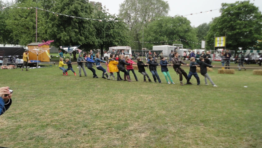 a group of people stand in a line holding kites