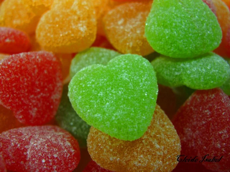 a closeup s of small gummy bears