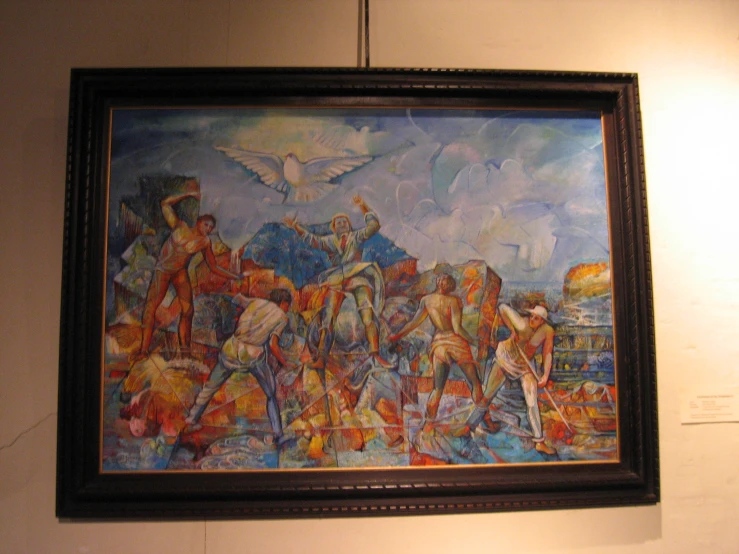 a painting with a group of men on it