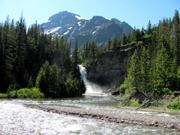 the landscape and water are in a mountainous area